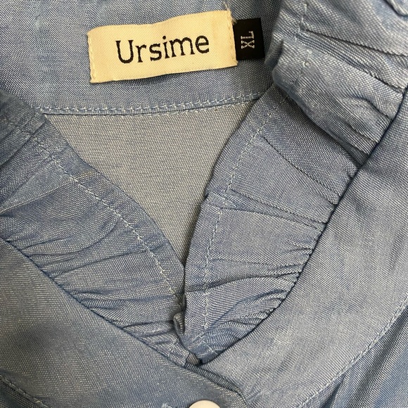 Ursime Light Blue Ruffled Button-Up Blouse - Picture 2 of 9